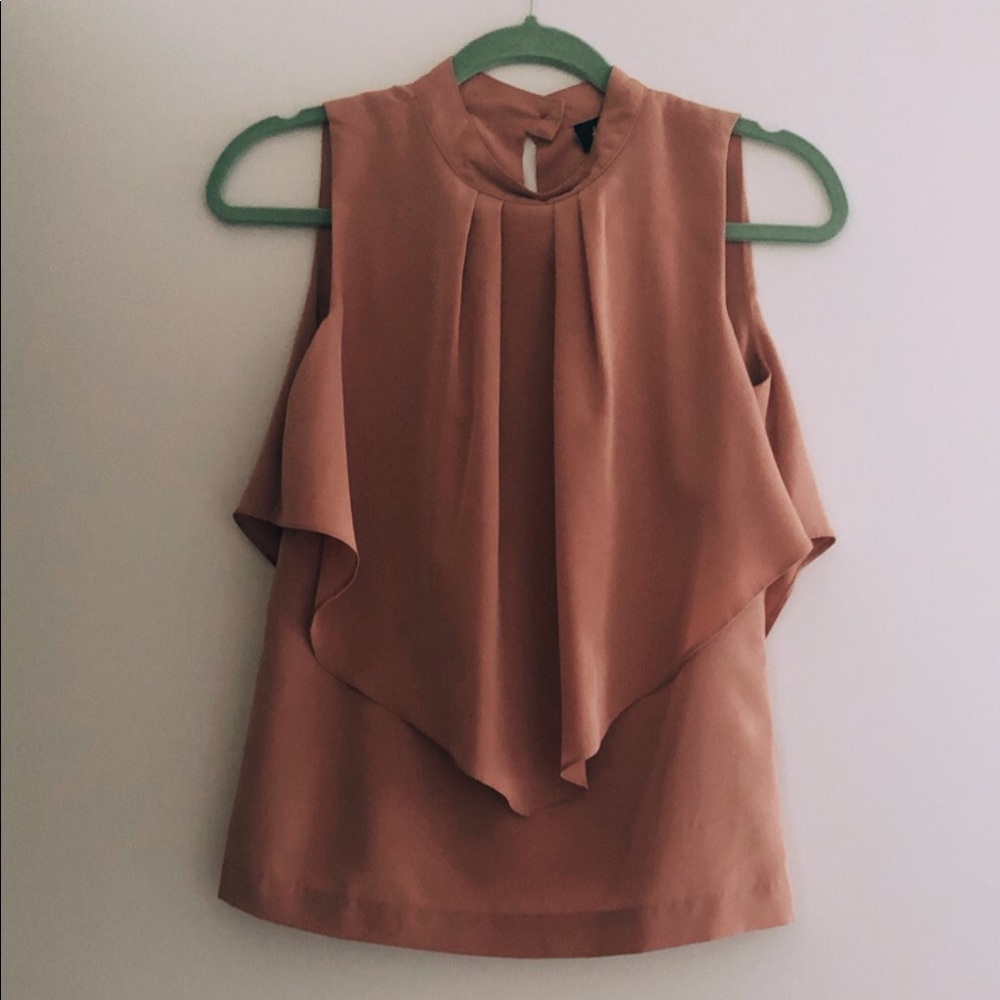 Camel blouse with ruffle detail